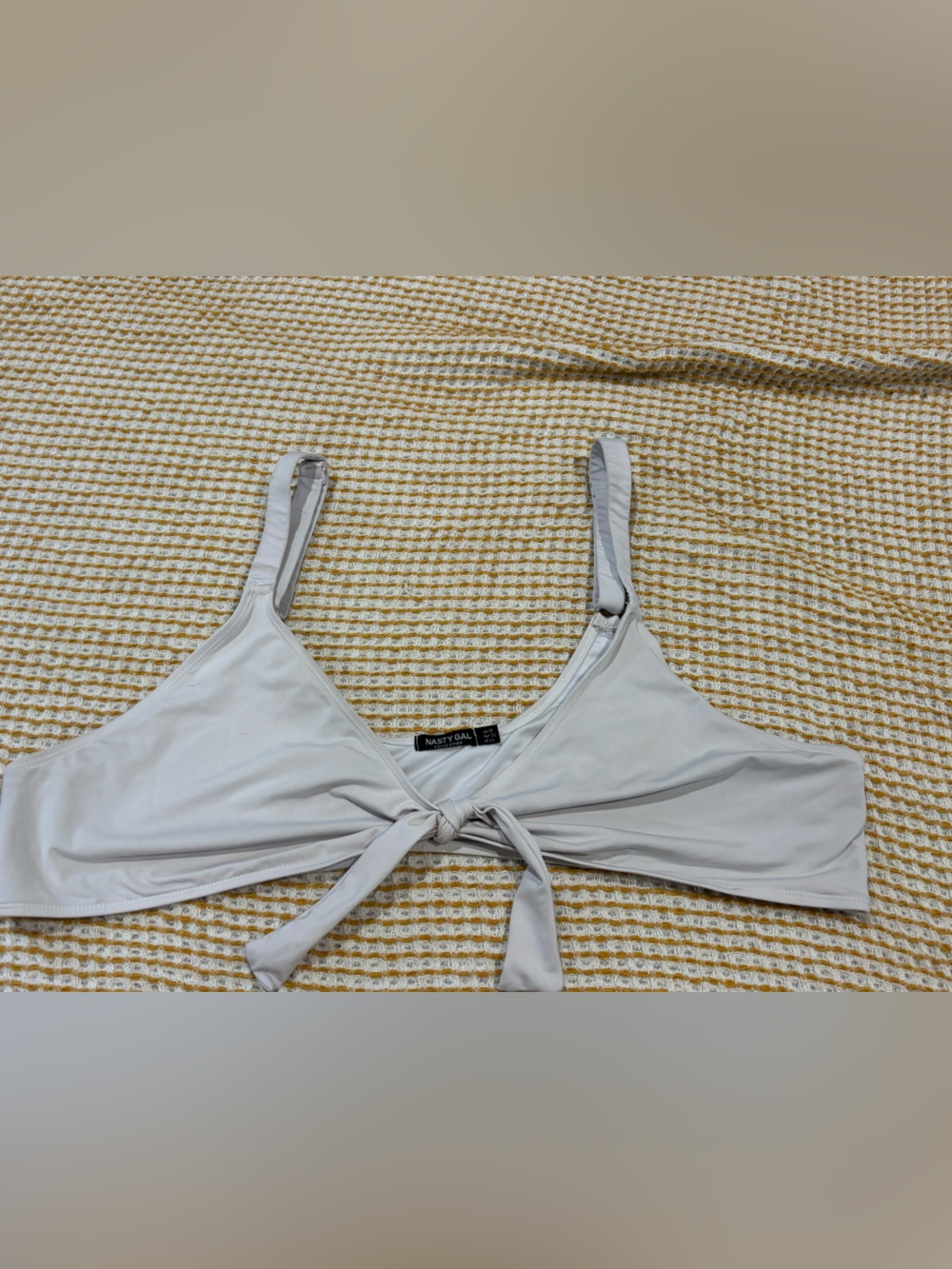 Nasty Gal White Tie-Front Bikini Top